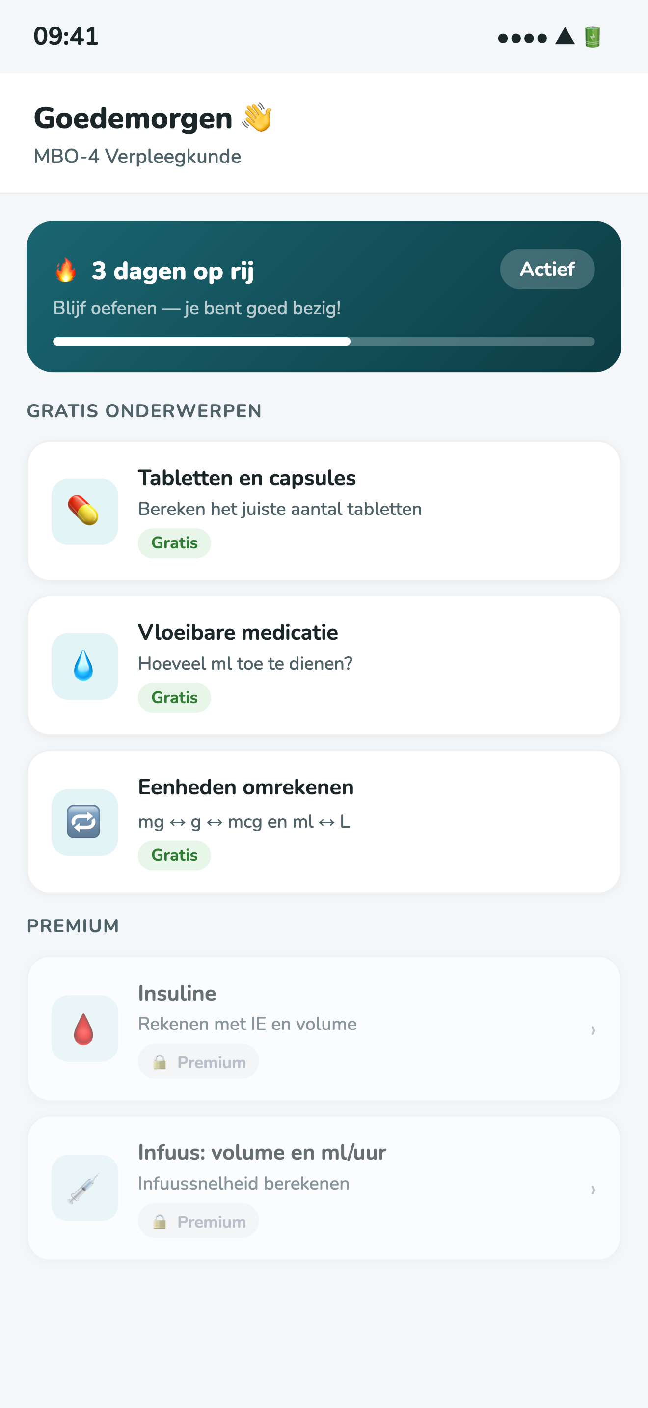 RekenZorg medisch rekenen app op mobiel